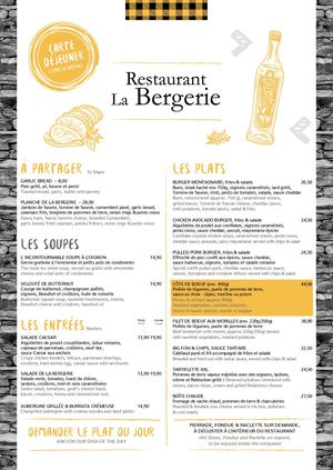La Bergerie - Carte Déjeuner & Diner - H25/26