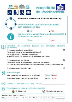 Label tourisme et handicap - accessibilité de l'établissement