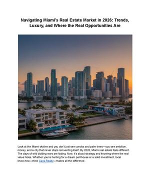 Miami’s Real Estate Market In 2026