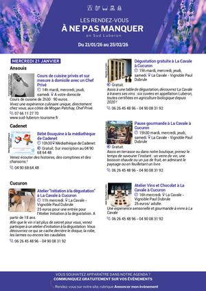 Agenda de la semaine en Sud Luberon