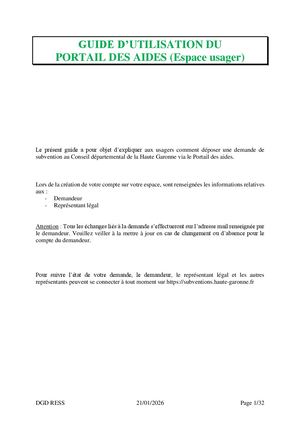 Guide Usager du portail subvention