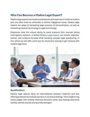 Who Can Become A Medico Legal Expert
