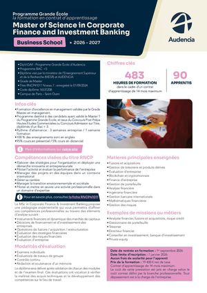 Apprentissage M2 - Master of Science in Corporate Finance and Investment Banking