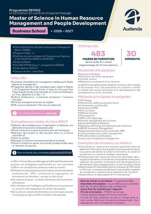 Apprentissage DESMG - Master of Science in Human Resource Management and People Development - DESMG