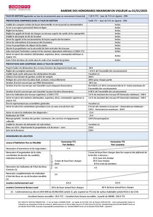 Barème des honoraires de location et de gestion locative  - Lamotte Gestion-Transaction