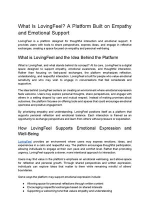What Is Loving Feel A Platform Built On Empathy And Emotional Support