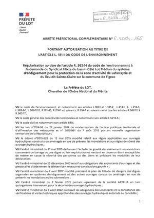 Arrêté Préfectoral Lafarrayrie 2024-06-24