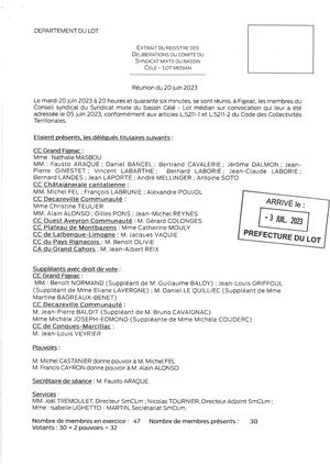 Délibération Paricou Lafarrayrie SmCLm 20-06-2023