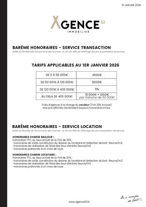 Honoraires Agence 2026