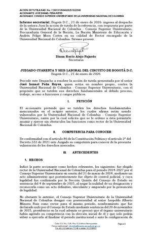 Sentencia de la U. Nacional niega a José Ismael Peña su aspiración de regresar a la Rectoría