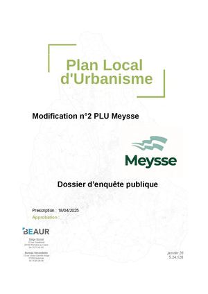 Modification Numéro 2 PLU Meysse - Pour Enquête Publique