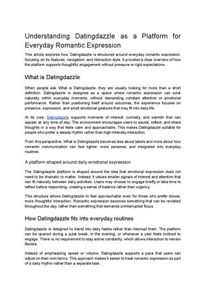 Understanding Datingdazzle As A Platform For Everyday Romantic Expression