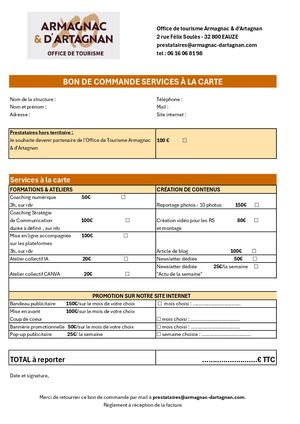 Bon de commande - services à la carte 2026