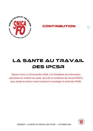 Snica Santé Au Travail Des Ipcsr