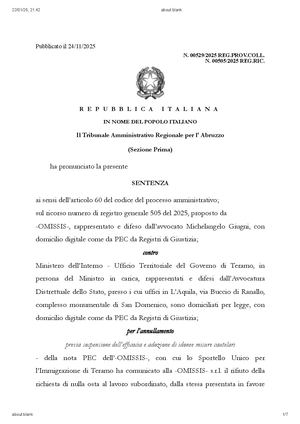 Avv Fabio Loscerbo Tar Abruzzo Revoca Nulla Osta Il Lavoratore Non è Legittimato Ad Impugnare Il Provvedimento