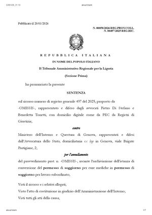 Avv Fabio Loscerbo Tar Liguria Permesso Soggiorno Cure Mediche Conversione Permesso Soggiorno Lavoro
