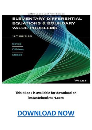 Elementary Differential Equations And Boundary Value Problems 12th Edition Pdf