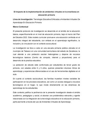 El Impacto De La Implementación De Ambientes Virtuales En La Enseñanza En Educación Primaria
