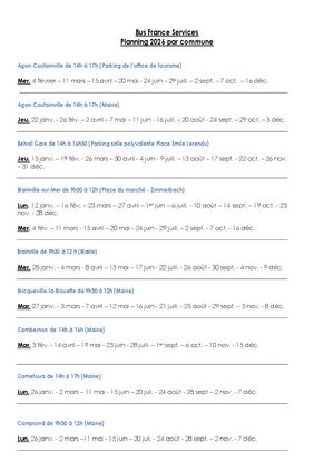 Planning Bus France services 2026