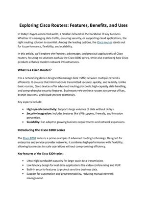 Exploring Cisco Routers Features Benefits And Uses