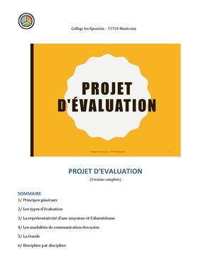 Projet Evaluation Collège Epontots