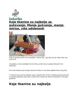 Kukuriku.rs Koje Tkanine Su Najbolje Za Putovanje