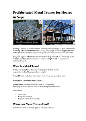 Metal Trusses For Houses In Nepal