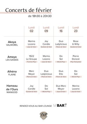 M'Bar - Soirées Concerts - Amaya - Programme