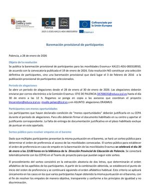 Resolución Provisional Baremación