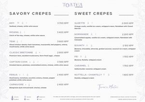 Toatea Crêperie & Bar – Menu
