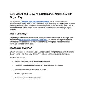 Late Night Food Delivery In Kathmandu Made Easy With Ghyam Pay