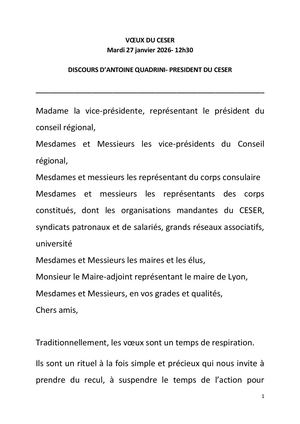 Voeux 2026 Discours de Antoine Quadrini