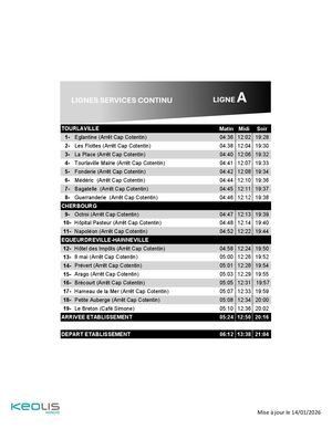 Horaires Lignes HN + POSTÉS