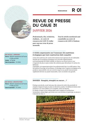 La revue de presse du CAUE 31 - Janvier 2026