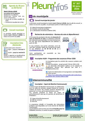 Pleum'infos du 30 janvier 2026