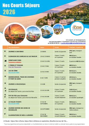 Voyages & Courts Séjours / 2026