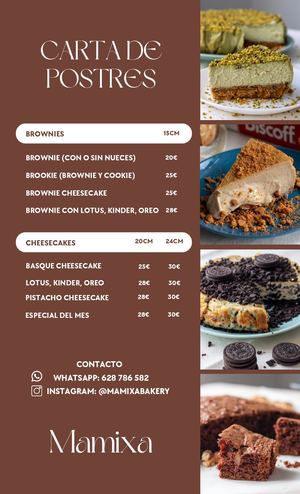 Carta de Postres 2026 | Mamixa Bakery