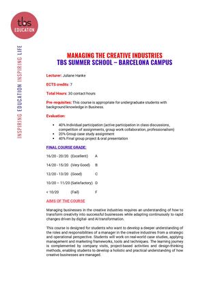 BCN_BSS Managing The Creative Industries In Bcn Summer School 26