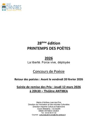 Règlement Printemps des Poètes 2026