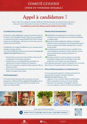 Appel À Candidature Plan Tourisme Durable