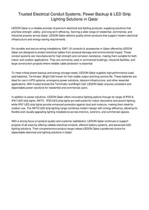 Ledon Qatar Electrical Lighting Solutions