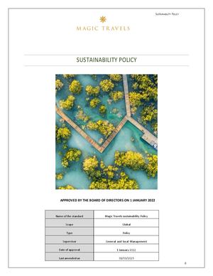 Sustainability Policy - Magic Travels 2022