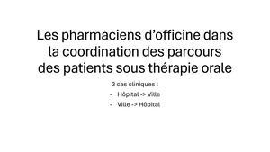 Les Pharmaciens D'officine Dans La Coordination Des Parcours Manon Olives & Sebastien Cucchi (Pharmaciens, Pharmacie Des Pyrénées, Muret (31))