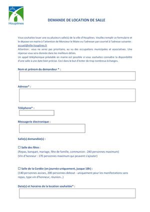 Formulaire demande de location de salle des Fêtes/salle de la Cordée - Fév 2026