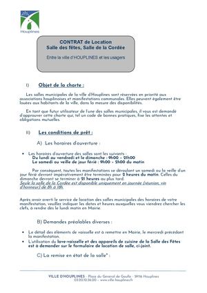 Contrat de location de salle des Fêtes/salle de la Cordée - Fév 2026