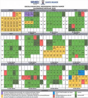 Calendário Oneida 2026