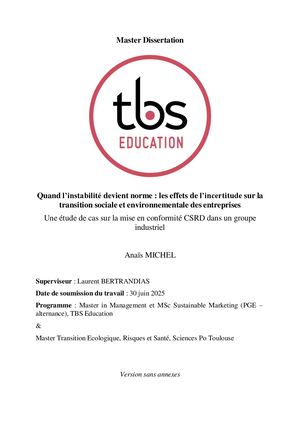 Anais Michel Master Dissertation TBS Education 2025