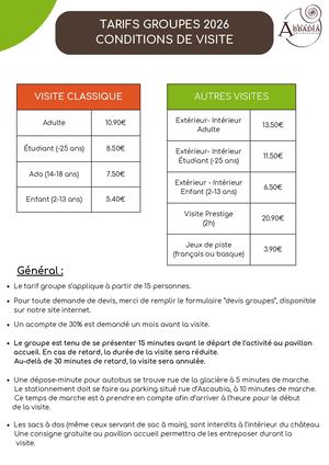 Tarifs & Conditions de visite 2026 - Abbadia, le Château-Observatoire