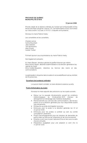 2026-01-13 -  Séance ordinaire